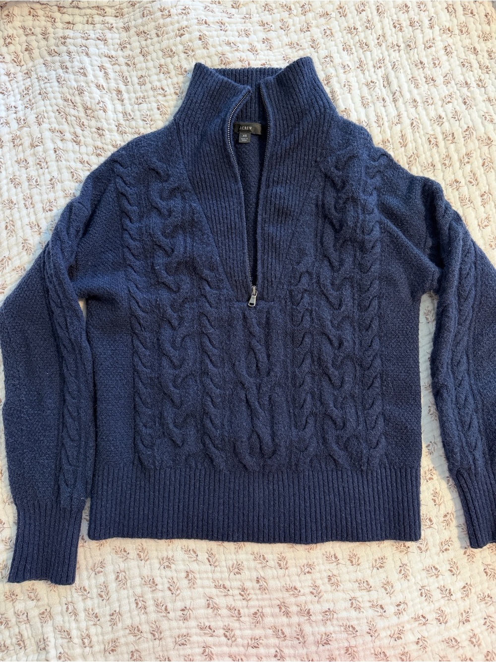 Cable-Knit Half-Zip Women’s Sweater - Navy